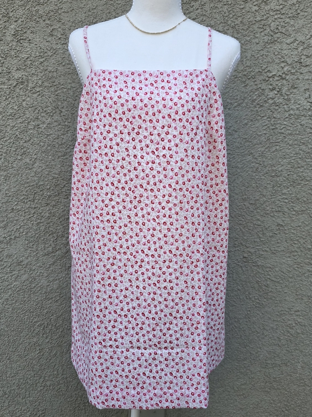 Old Navy Pink Floral Midi Slip Skirt with Red Accents